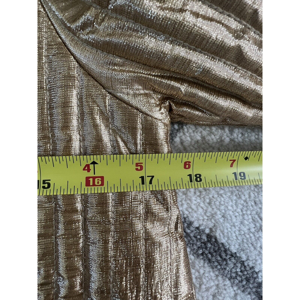 LET ME BE Anthropologie Women's Gold Foil Puff Sleeve Quilted Cropped Jacket - Picture 10 of 11